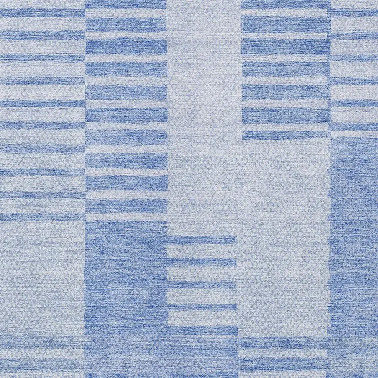 3' X 5' Sky Blue And Denim Blue Striped Washable Indoor Outdoor Area Rug