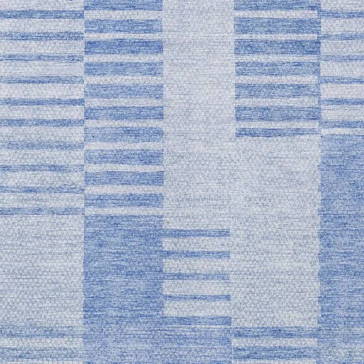 5' X 8' Sky Blue And Denim Blue Striped Washable Indoor Outdoor Area Rug