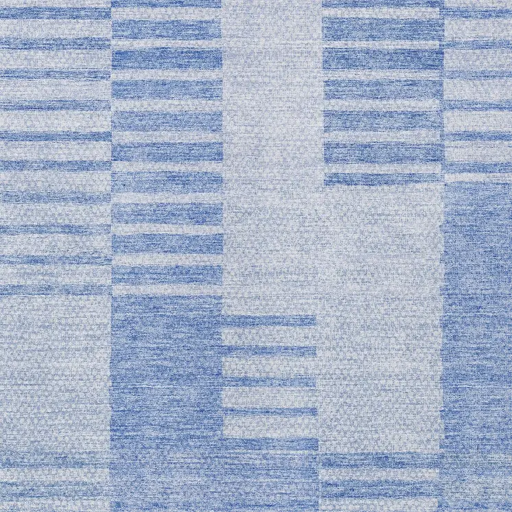 10' X 14' Sky Blue And Denim Blue Striped Washable Indoor Outdoor Area Rug