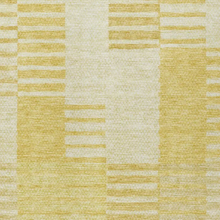 3' X 5' Gold Wheat And Ivory Striped Washable Indoor Outdoor Area Rug