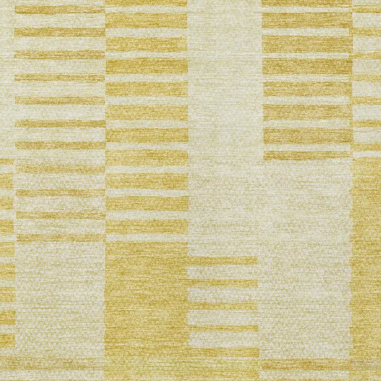5' X 8' Gold Wheat And Ivory Striped Washable Indoor Outdoor Area Rug
