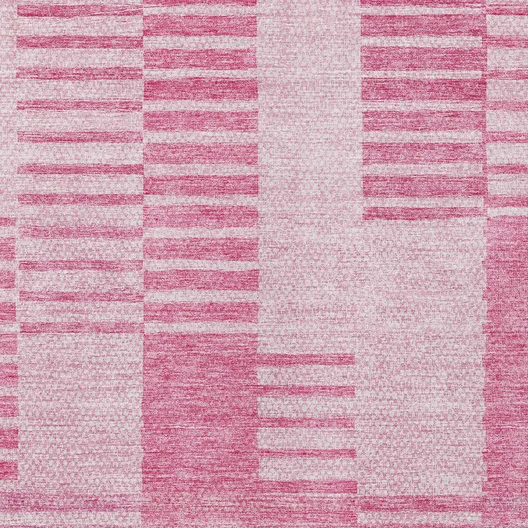 10' X 14' Pink And Blush Striped Washable Indoor Outdoor Area Rug