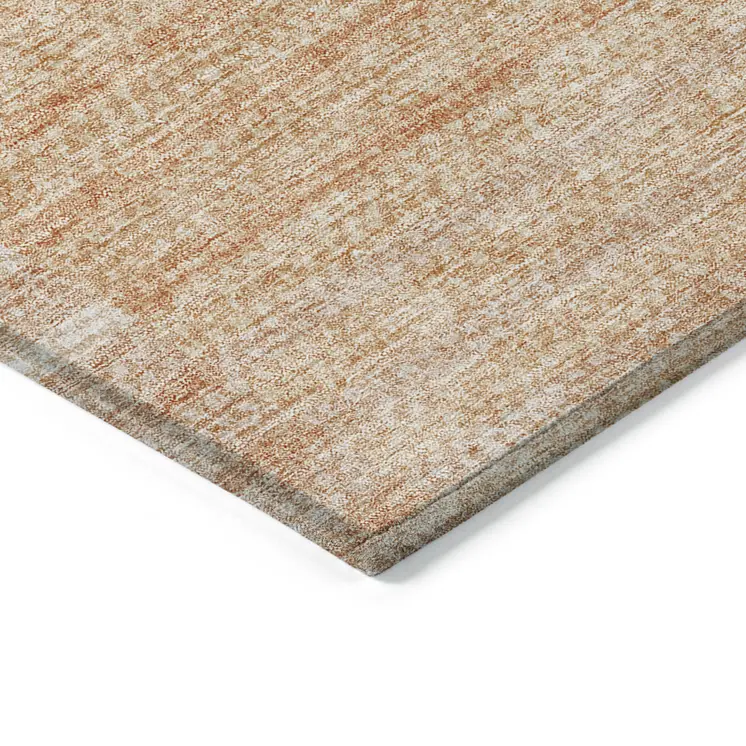 3' X 5' Salmon Peach And Ivory Striped Washable Indoor Outdoor Area Rug