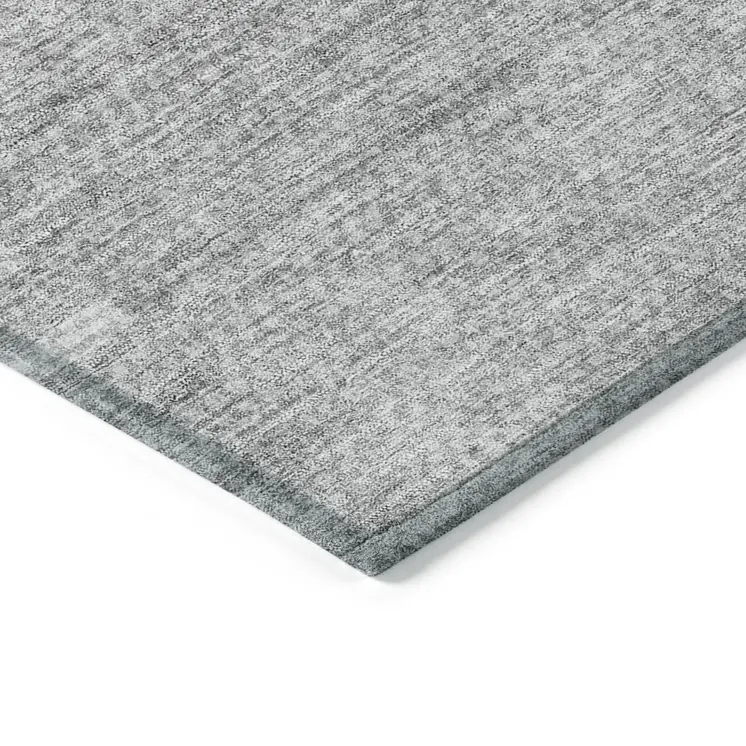 5' X 8' Silver Gray And Ivory Striped Washable Indoor Outdoor Area Rug