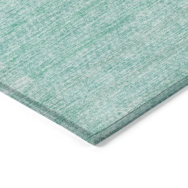 3' X 5' Teal Blue Aqua And Ivory Striped Washable Indoor Outdoor Area Rug