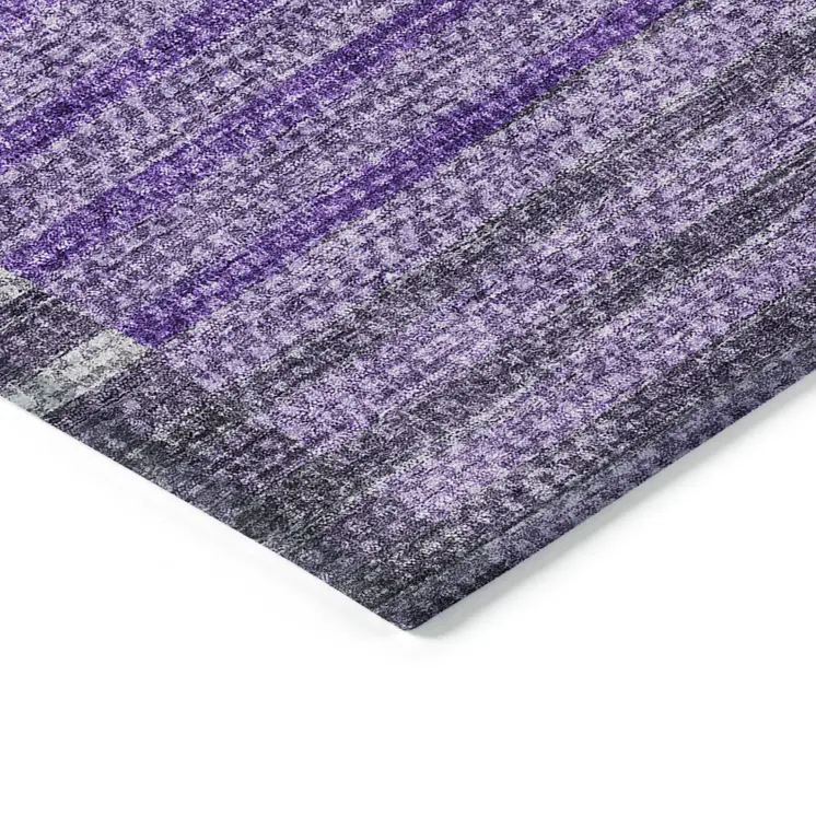 8' X 10' Purple Lavender And Eggplant Striped Washable Indoor Outdoor Area Rug