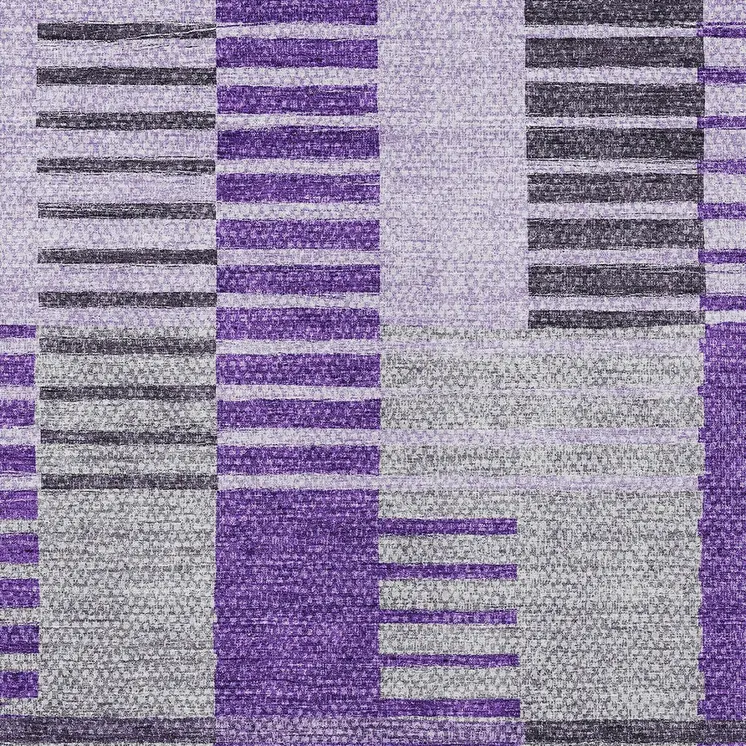 8' X 10' Purple Lavender And Eggplant Striped Washable Indoor Outdoor Area Rug