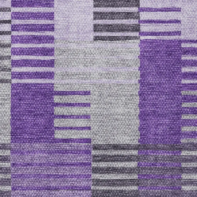 10' X 14' Purple Lavender And Eggplant Striped Washable Indoor Outdoor Area Rug