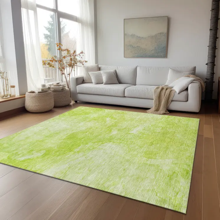 8' X 10' Artichoke Green And Lime Green Nautical Washable Indoor Outdoor Area Rug