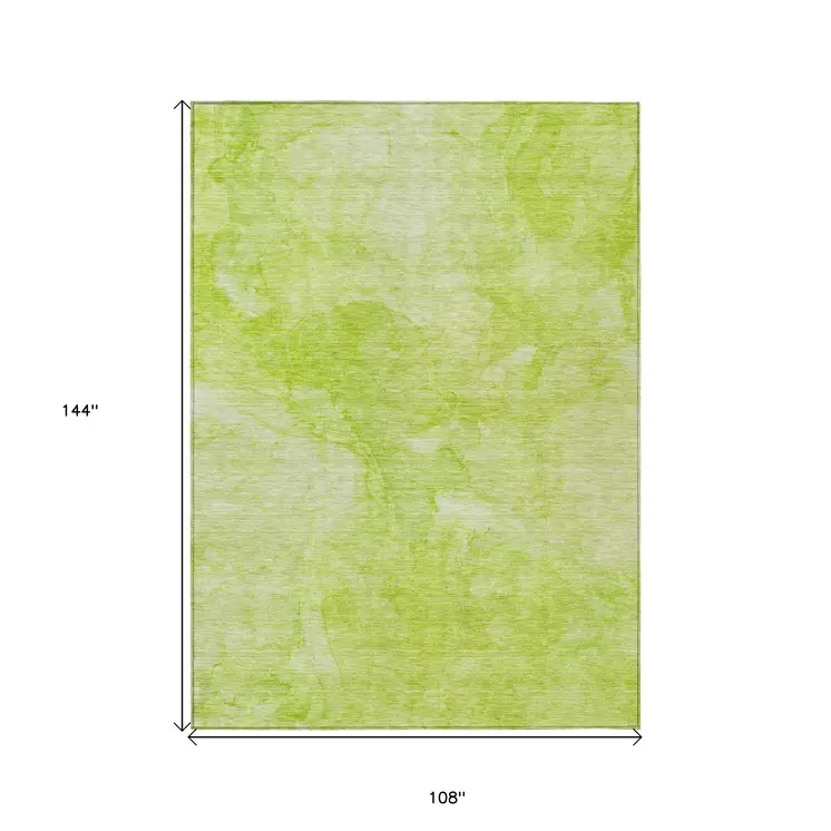 9' X 12' Artichoke Green And Lime Green Nautical Washable Indoor Outdoor Area Rug