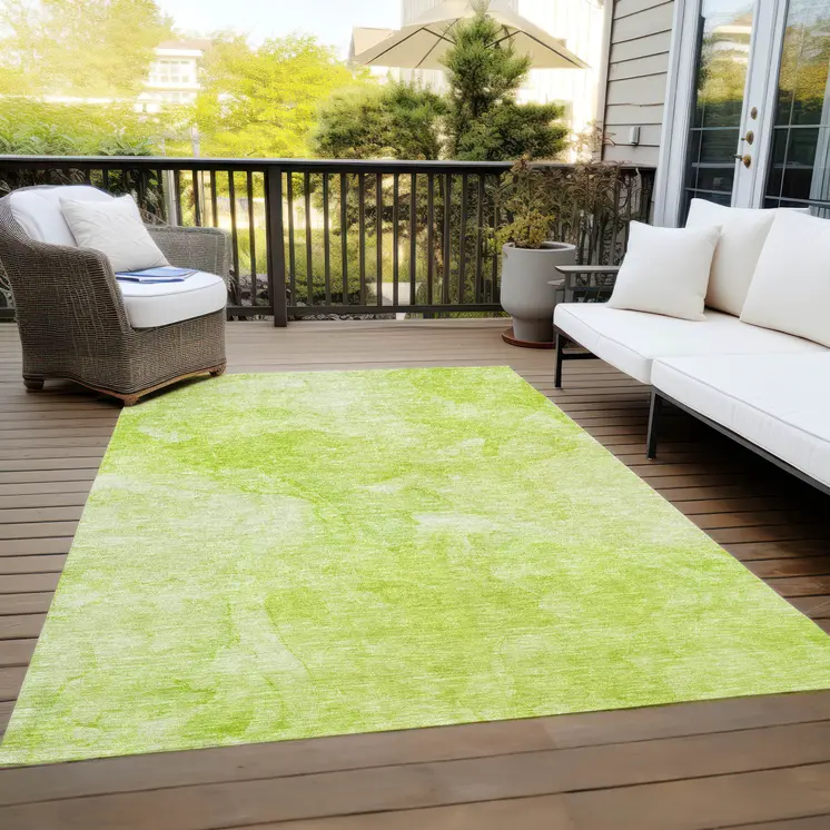 10' X 14' Artichoke Green And Lime Green Nautical Washable Indoor Outdoor Area Rug