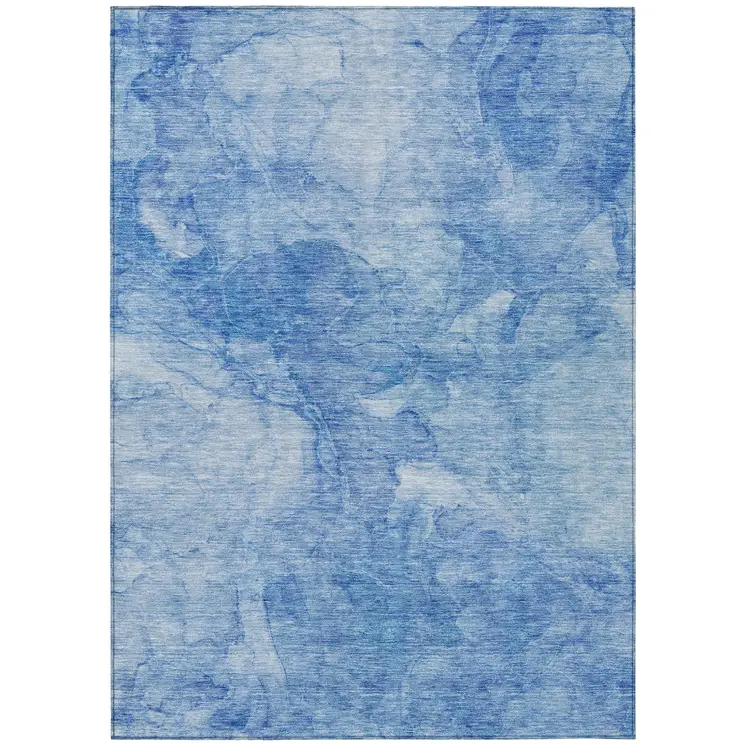 3' X 5' Denim Blue And Sky Blue Nautical Washable Indoor Outdoor Area Rug