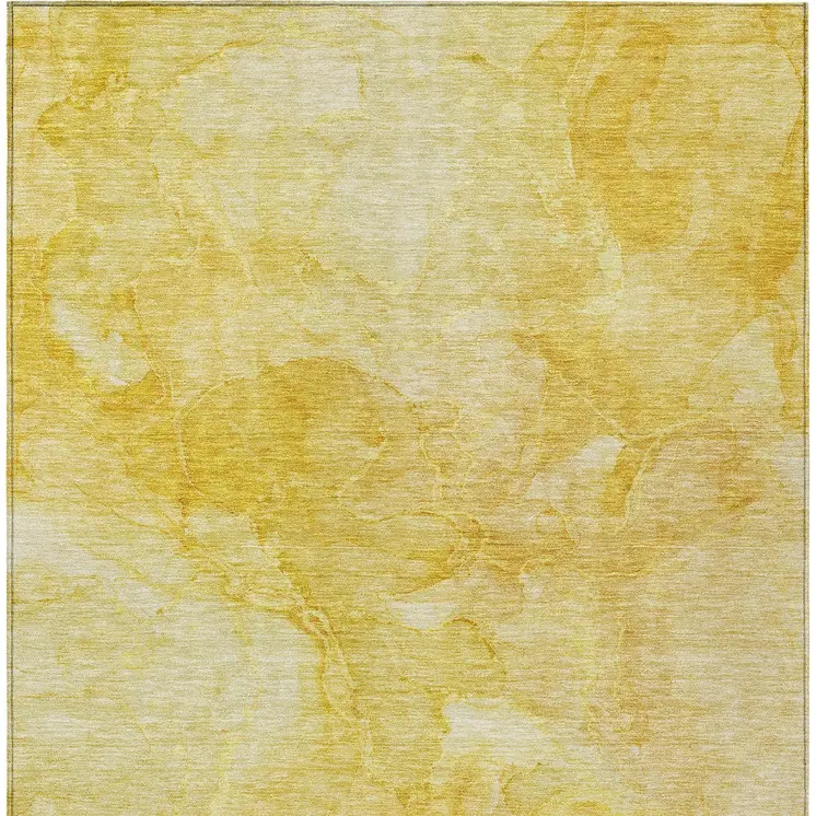 5' X 8' Gold And Yellow Nautical Washable Indoor Outdoor Area Rug