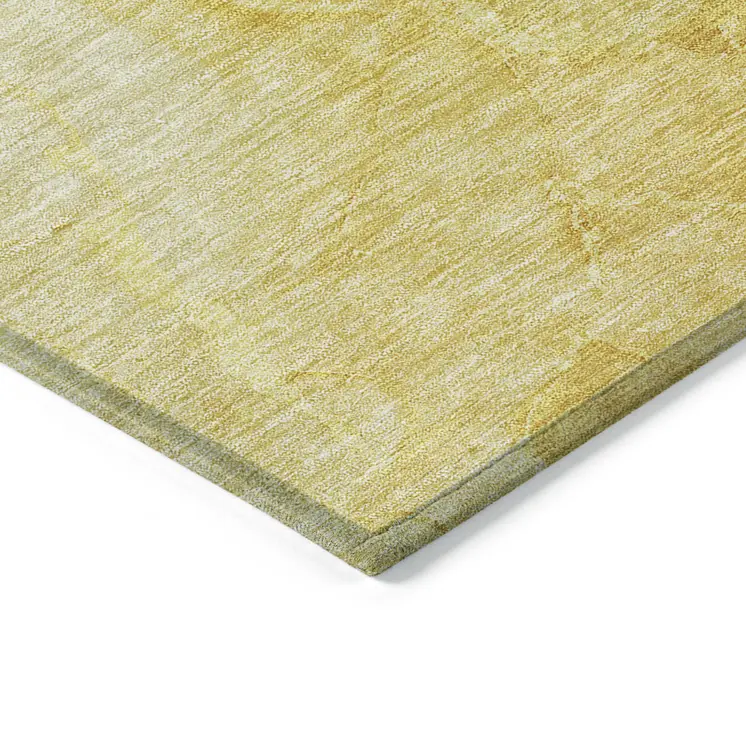 5' X 8' Gold And Yellow Nautical Washable Indoor Outdoor Area Rug