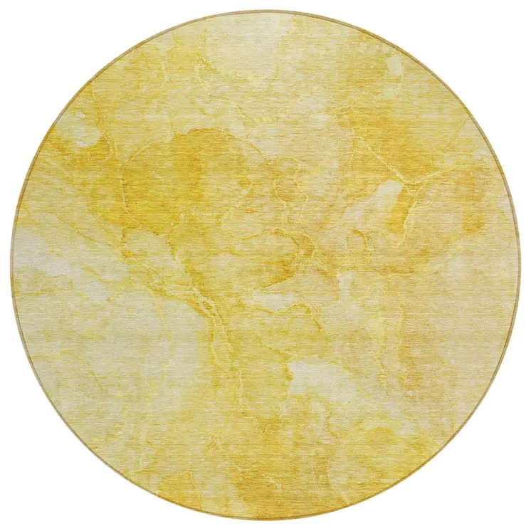 8' Gold And Yellow Round Nautical Washable Indoor Outdoor Area Rug