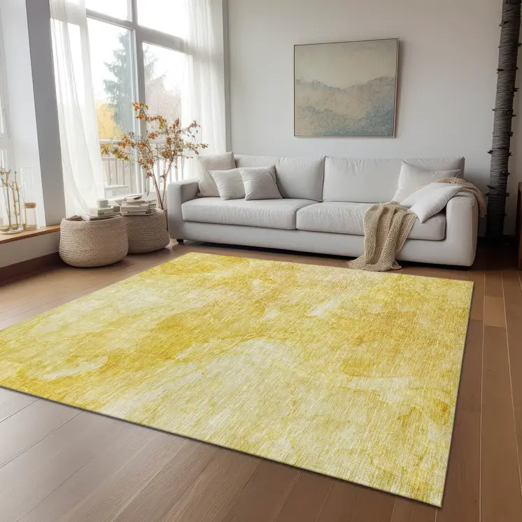 8' X 10' Gold And Yellow Nautical Washable Indoor Outdoor Area Rug