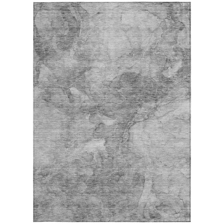 5' X 8' Gray Silver And Charcoal Nautical Washable Indoor Outdoor Area Rug