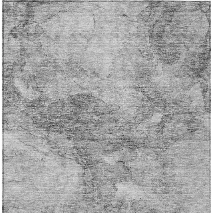 9' X 12' Gray Silver And Charcoal Nautical Washable Indoor Outdoor Area Rug