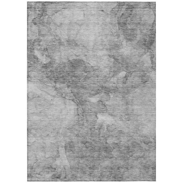 9' X 12' Gray Silver And Charcoal Nautical Washable Indoor Outdoor Area Rug