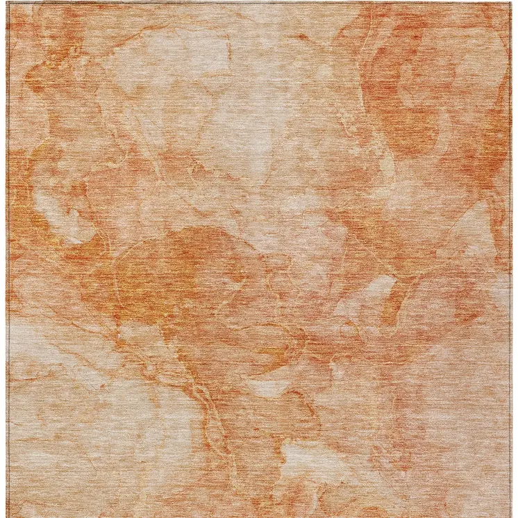 9' X 12' Salmon Peach And Ivory Nautical Washable Indoor Outdoor Area Rug