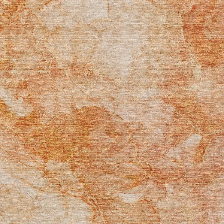 9' X 12' Salmon Peach And Ivory Nautical Washable Indoor Outdoor Area Rug