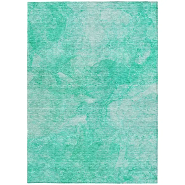 5' X 8' Teal Blue And Aqua Nautical Washable Indoor Outdoor Area Rug