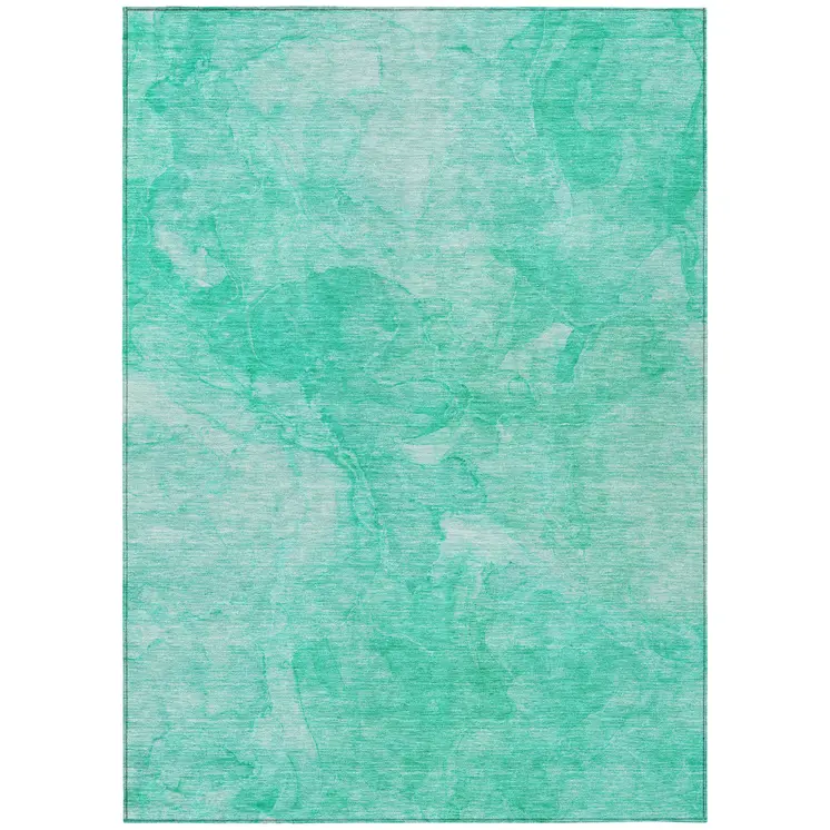 5' X 8' Teal Blue And Aqua Nautical Washable Indoor Outdoor Area Rug