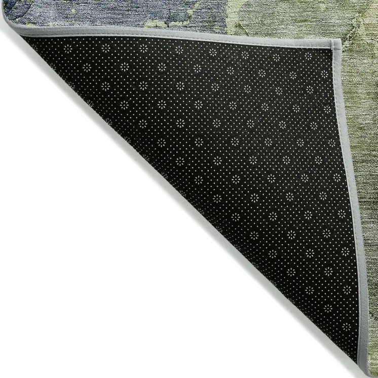 8' X 10' Olive Green And Gray Abstract Washable Indoor Outdoor Area Rug
