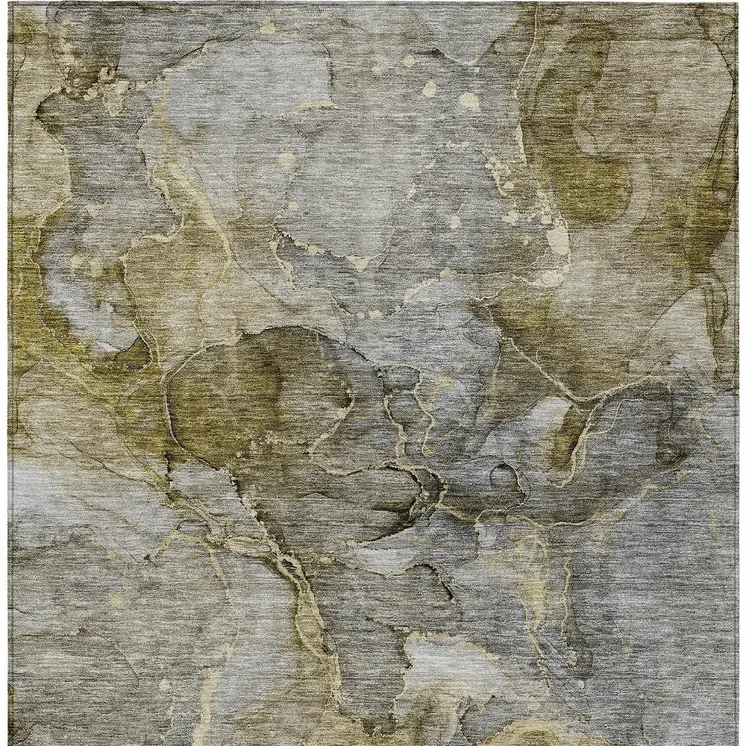 5' X 8' Taupe Brown And Gray Abstract Washable Indoor Outdoor Area Rug