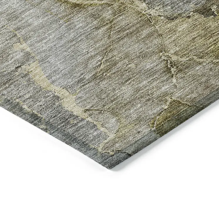 5' X 8' Taupe Brown And Gray Abstract Washable Indoor Outdoor Area Rug