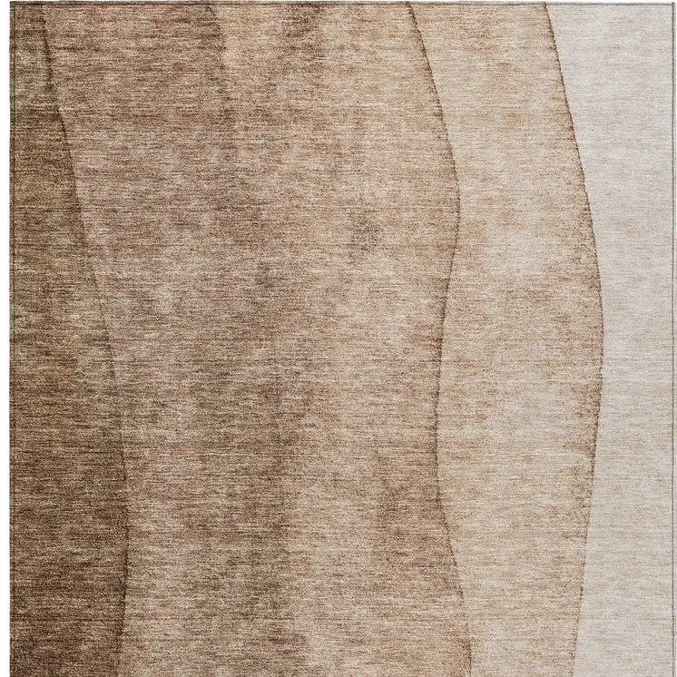 10' X 14' Brown And Beige Ombre Washable Indoor Outdoor Area Rug