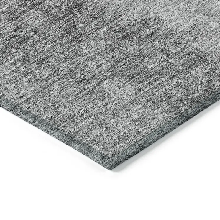 9' X 12' Gray Silver And Charcoal Ombre Washable Indoor Outdoor Area Rug