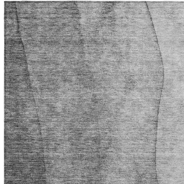 10' X 14' Gray Silver And Charcoal Ombre Washable Indoor Outdoor Area Rug