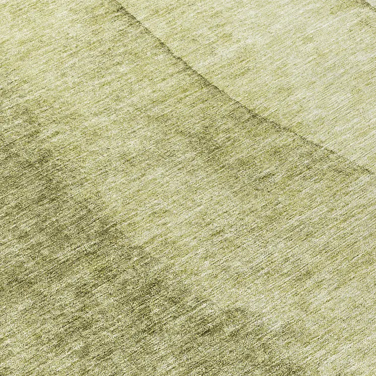 8' Olive Green And Artichoke Green Round Ombre Washable Indoor Outdoor Area Rug
