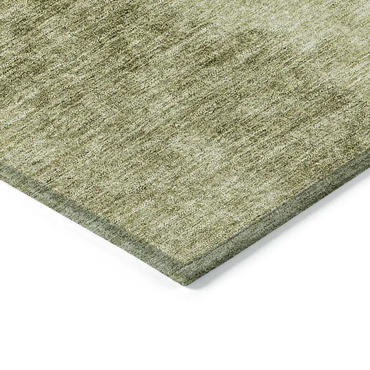 9' X 12' Olive Green And Artichoke Green Ombre Washable Indoor Outdoor Area Rug