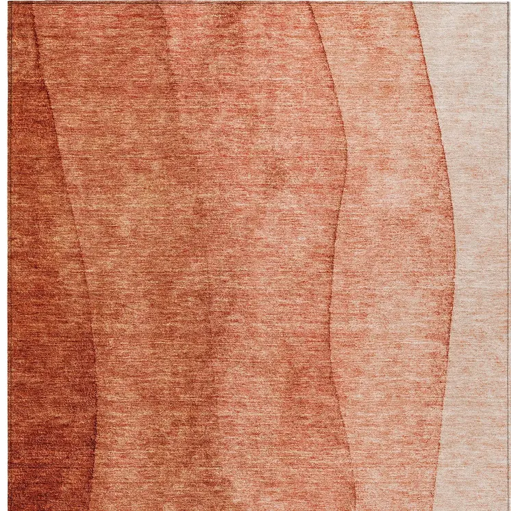 9' X 12' Red Copper And Terra Cotta Ombre Washable Indoor Outdoor Area Rug
