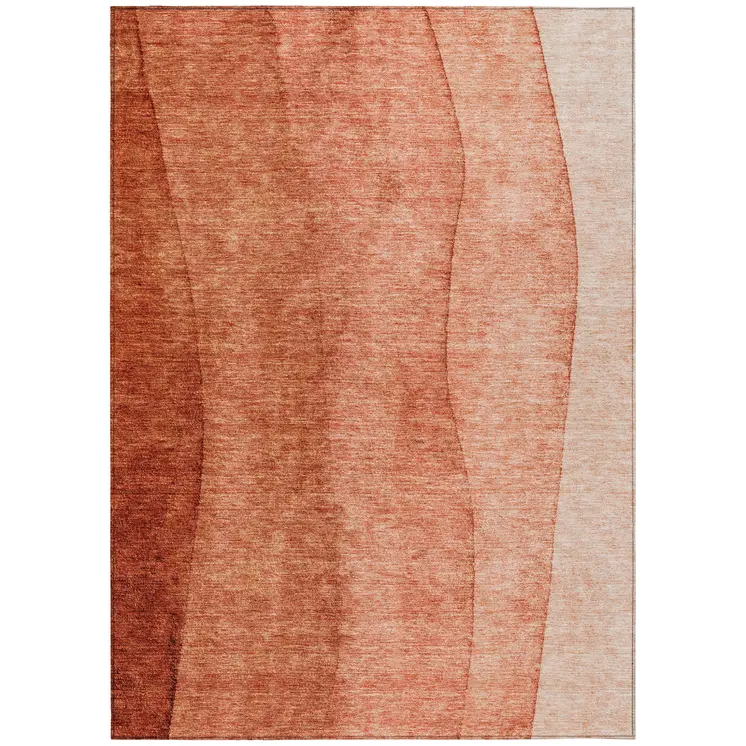 10' X 14' Red Copper And Terra Cotta Ombre Washable Indoor Outdoor Area Rug