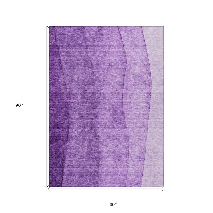 5' X 8' Purple And Lavender Ombre Washable Indoor Outdoor Area Rug