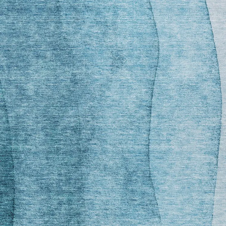 8' X 10' Teal Blue Aqua And Blue Ombre Washable Indoor Outdoor Area Rug