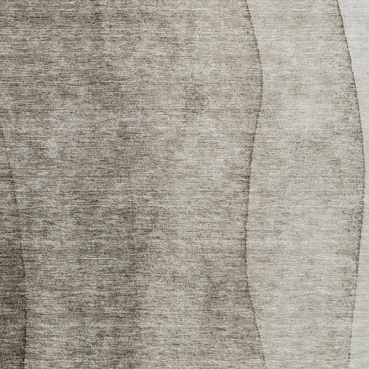 9' X 12' Taupe Brown And Ivory Ombre Washable Indoor Outdoor Area Rug