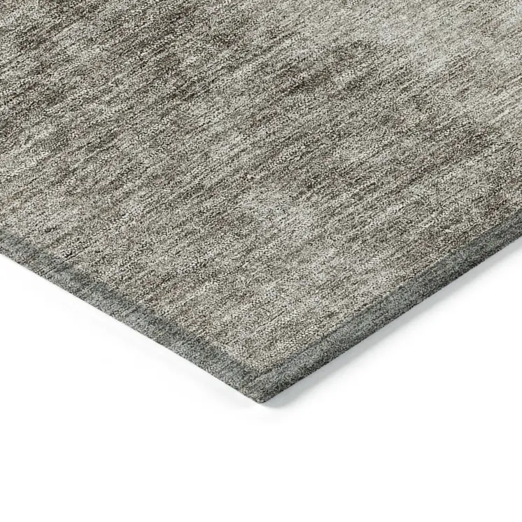 10' X 14' Taupe Brown And Ivory Ombre Washable Indoor Outdoor Area Rug