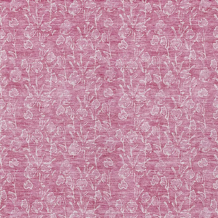 5' X 8' Blush And Ivory Floral Washable Indoor Outdoor Area Rug