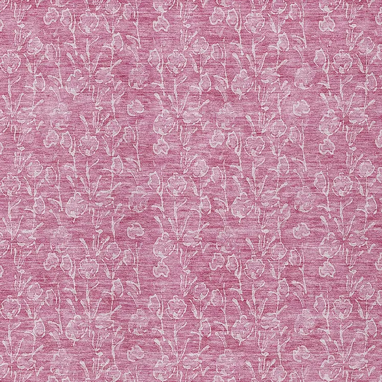 8' X 10' Blush And Ivory Floral Washable Indoor Outdoor Area Rug