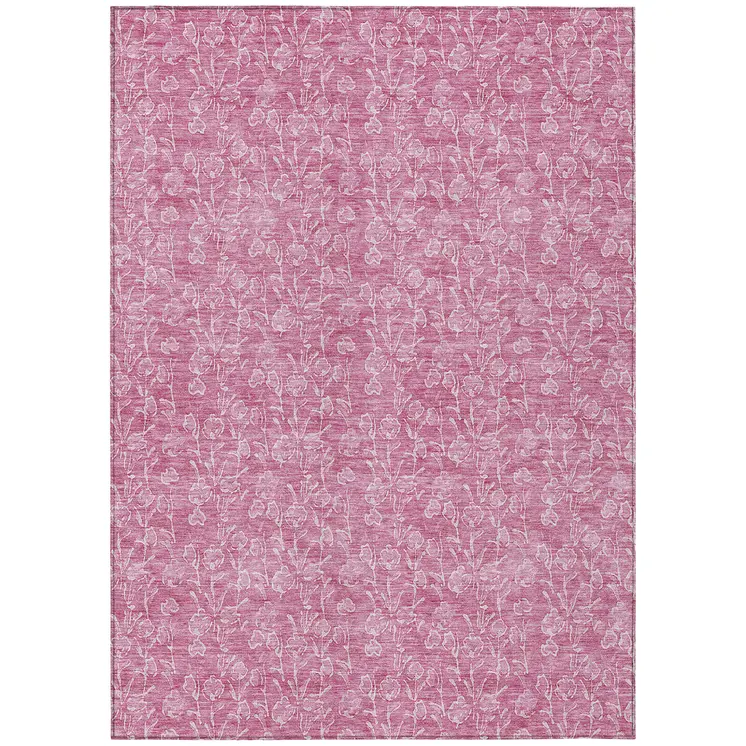 9' X 12' Blush And Ivory Floral Washable Indoor Outdoor Area Rug