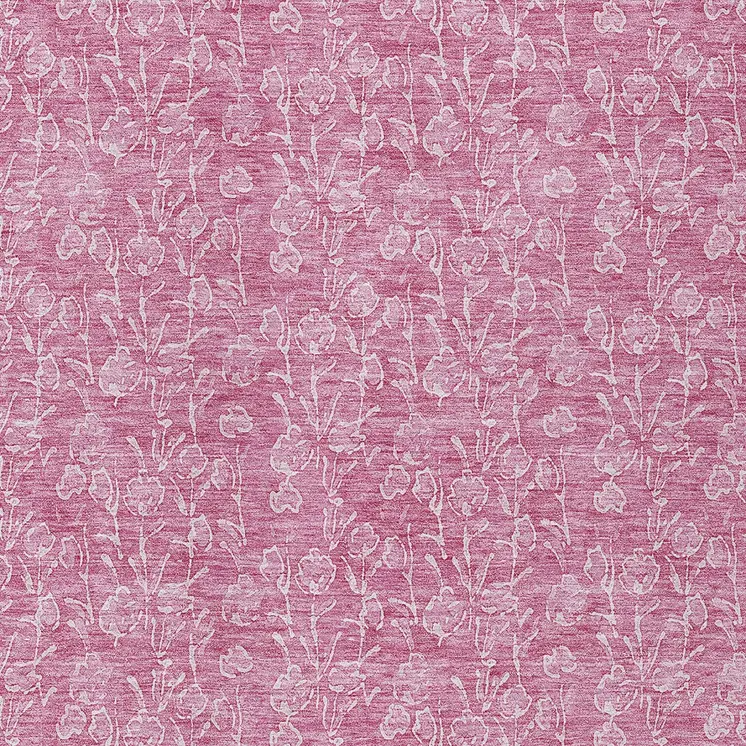 9' X 12' Blush And Ivory Floral Washable Indoor Outdoor Area Rug