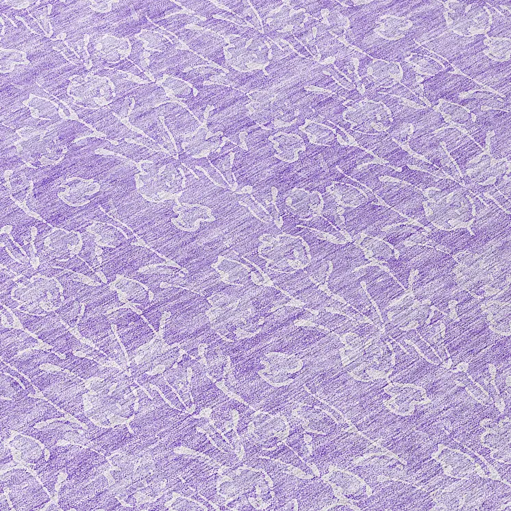 8' Lilac And Ivory Round Floral Washable Indoor Outdoor Area Rug