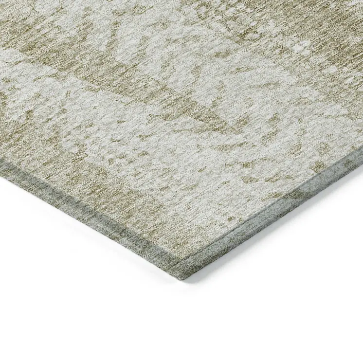 3' X 5' Beige Tan And Taupe Botanical Leaves Washable Indoor Outdoor Area Rug