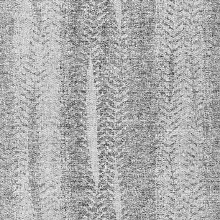 10' X 14' Silver Gray And Graphite Botanical Leaves Washable Indoor Outdoor Area Rug