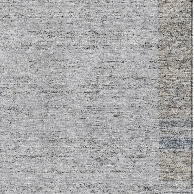3' X 5' Taupe Beige And Blue Geometric Washable Indoor Outdoor Area Rug