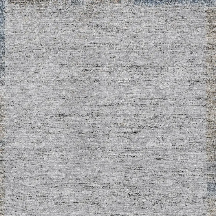 9' X 12' Taupe Beige And Blue Geometric Washable Indoor Outdoor Area Rug
